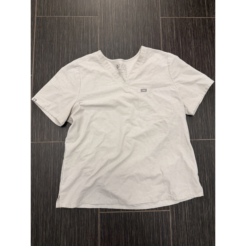 FIGS Caterina One-Pocket Scrub Top Women's Size 2XL White Gray Stripe